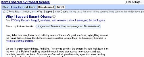 google reader shared with note