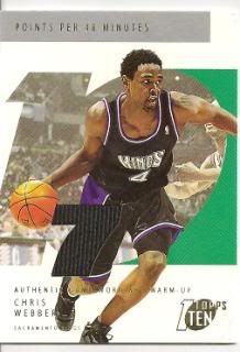 Chris Webber - 2002-03 Topps Ten Relic Parallel 1280/1500 photo ChrisWebber-2002-03ToppsTenRelicPar.jpg