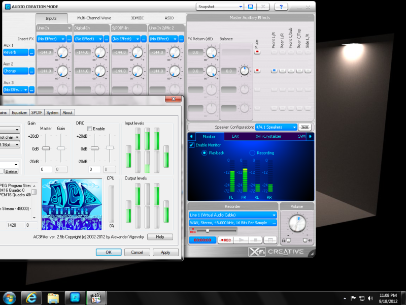 then i went back into media player classic and put the output back to virtual audio cable. i went to the virtual audio cable 'audio repeater' program.