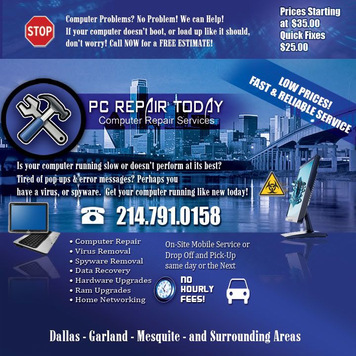 computer repair flyer. COMPUTER REPAIR IN YOUR ARE!