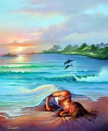 Sleepingwater.jpg Woman sleeping under water watercolor painting image by iris6